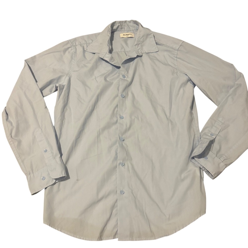 Alcott Mens Light Blue Long Sleeve Button Down Dress Shirt Size Large